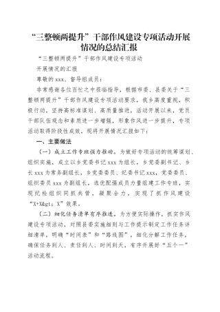 “三整顿两提升”干部作风建设专项活动开展情况的总结汇报.docx