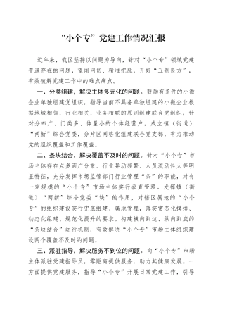 “小个专”党建工作情况汇报.docx