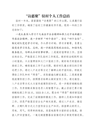 “访惠聚”驻村个人工作总结.docx