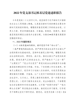 2022年党支部书记抓基层党建述职报告54