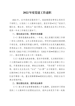 2022年度党建工作述职