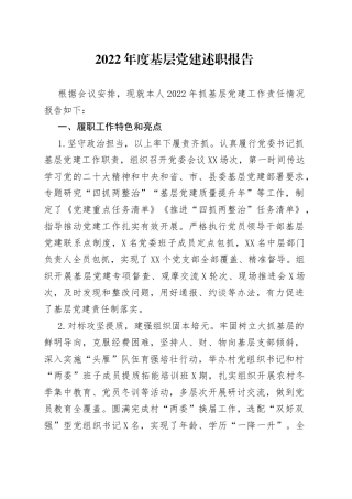 2022年度基层党建述职报告4