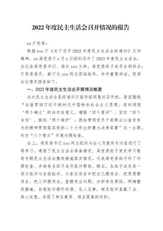 2022年度民主生活会召开情况的报告74