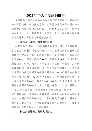 2022年个人年度述职报告（1）