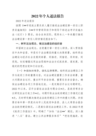 2022年个人述法报告