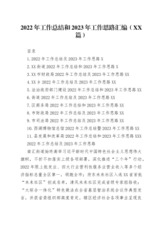 2022年工作总结和2023年工作思路汇编（11篇）1