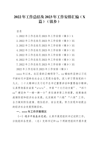 2022年工作总结及2023年工作安排汇编（7篇）（镇乡）92