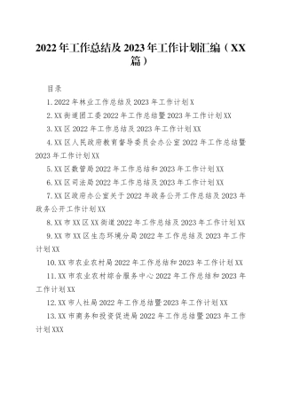 2022年工作总结及2023年工作计划汇编（25篇）52