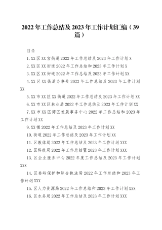 2022年工作总结及2023年工作计划汇编39篇28