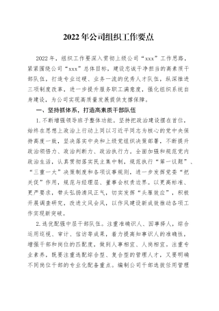 2022年公司组织工作要点