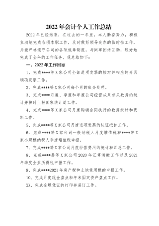 2022年会计个人工作总结